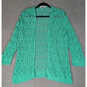 212 Studio New York Women's Green Crochet Large Cardigan Grandma Festival